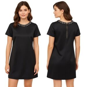 Coast Dress 10 Black Little Black Dress Beaded Sequin Neckline Lined Chic Modern